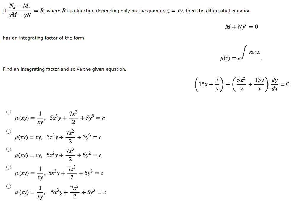 Show that if (Nx−My)/(xM−yN)=R, where R depends on the quant