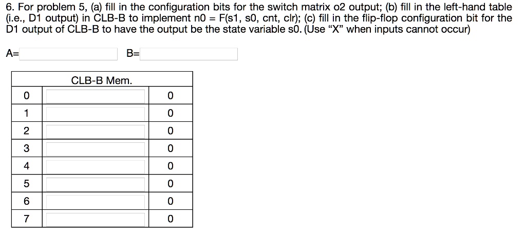 SOLVED: For Problem 5 (a) Fill In The Configuration Bits For The Switch ...