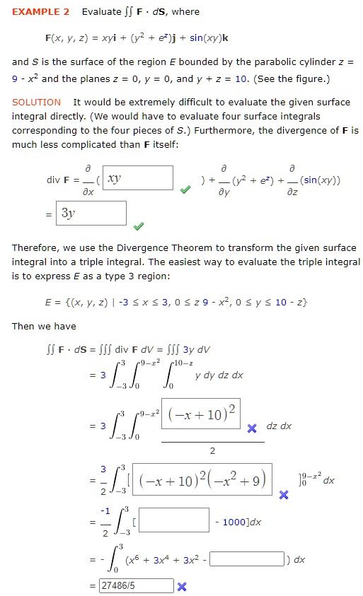 Solved Example 2 Evaluate Ji F Ds Where F X Y 2 Xyi Yz Ez J Sinfxy K And S Is The Surface Of The Region E Bounded By The Parabolic Cylinder X2