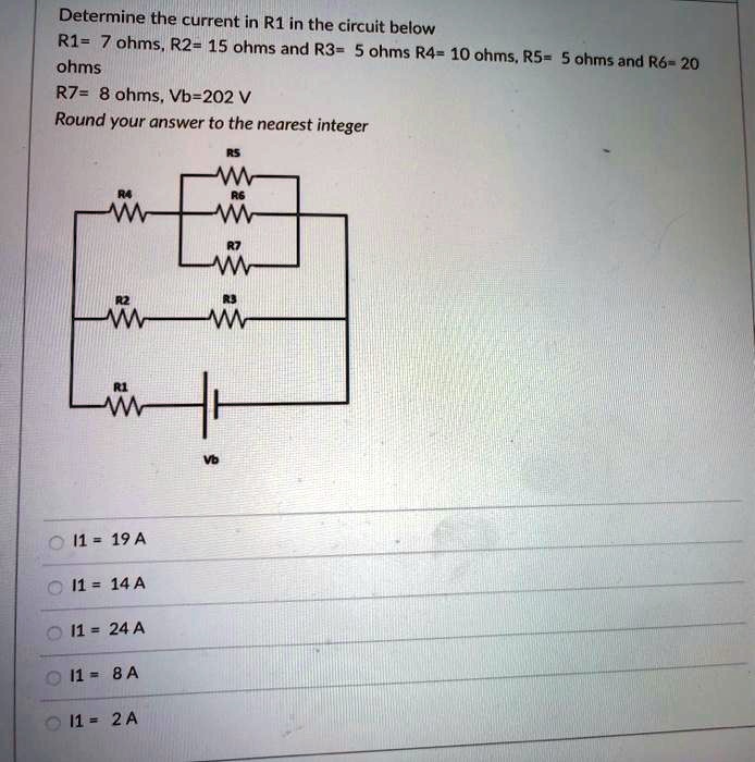 determine the current in r1 in the circuit below r1 7 ohms r2 15 ohms ...