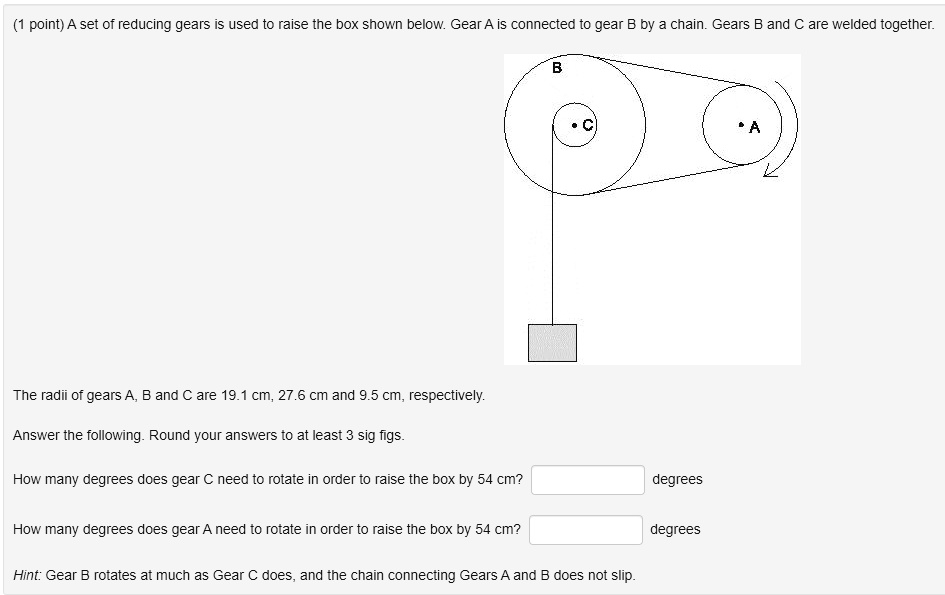 SOLVED A set of reducing gears is used to raise the box shown below