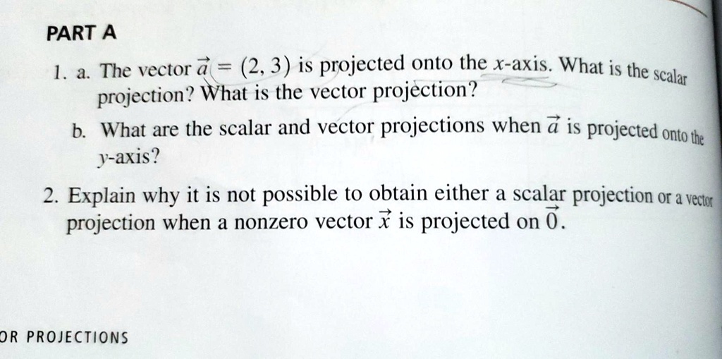 SOLVED PART A 1 a. The vector a = (2,3) is projected onto the xaxis