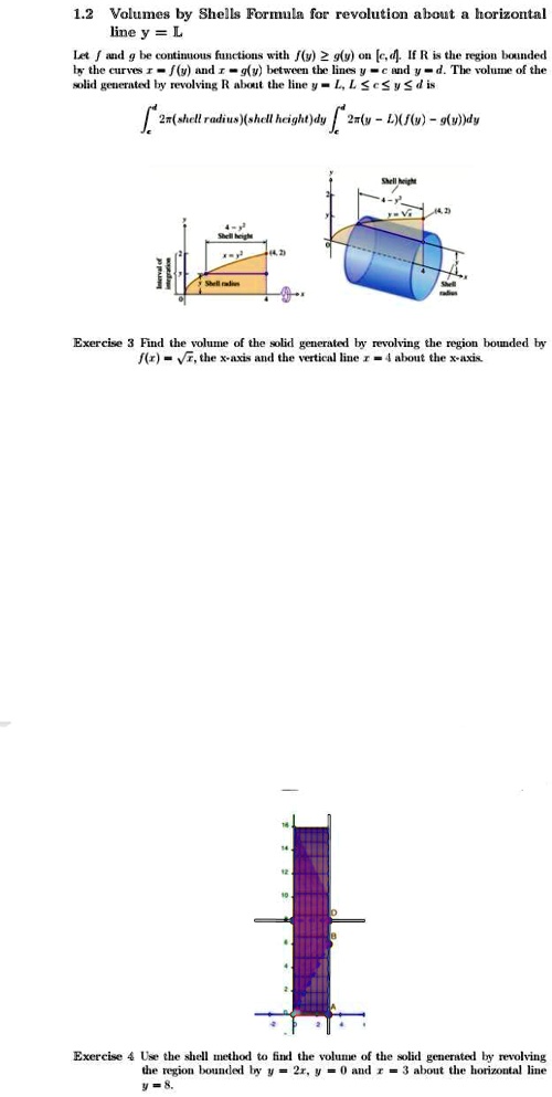 Solved 12 Volumes By Shells Fortuli For Revolution Akout Horizontal Line Y L Contitkms Fuuut Tious With I Y 2 Gly Ou K 4 R I The Ngiou Inntuded V The Curit
