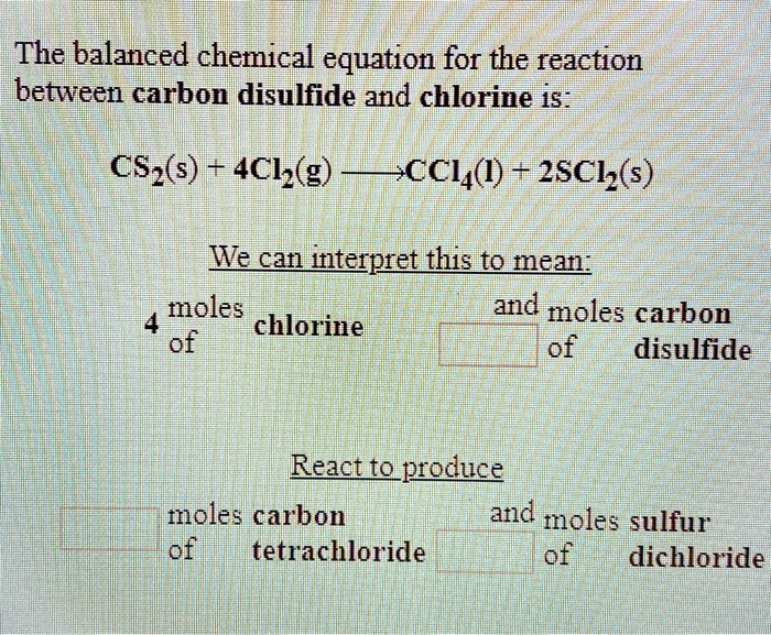 SOLVED The balanced chemical equation for the reaction between carbon
