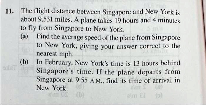 SOLVED The flight distance between Singapore and New York is