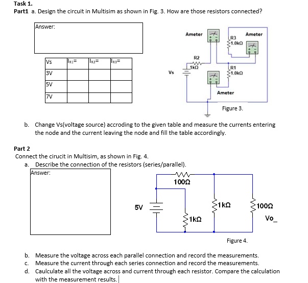 SOLVED: Task 1. Part 1a. Design the circuit in Multisim as shown in Fig ...