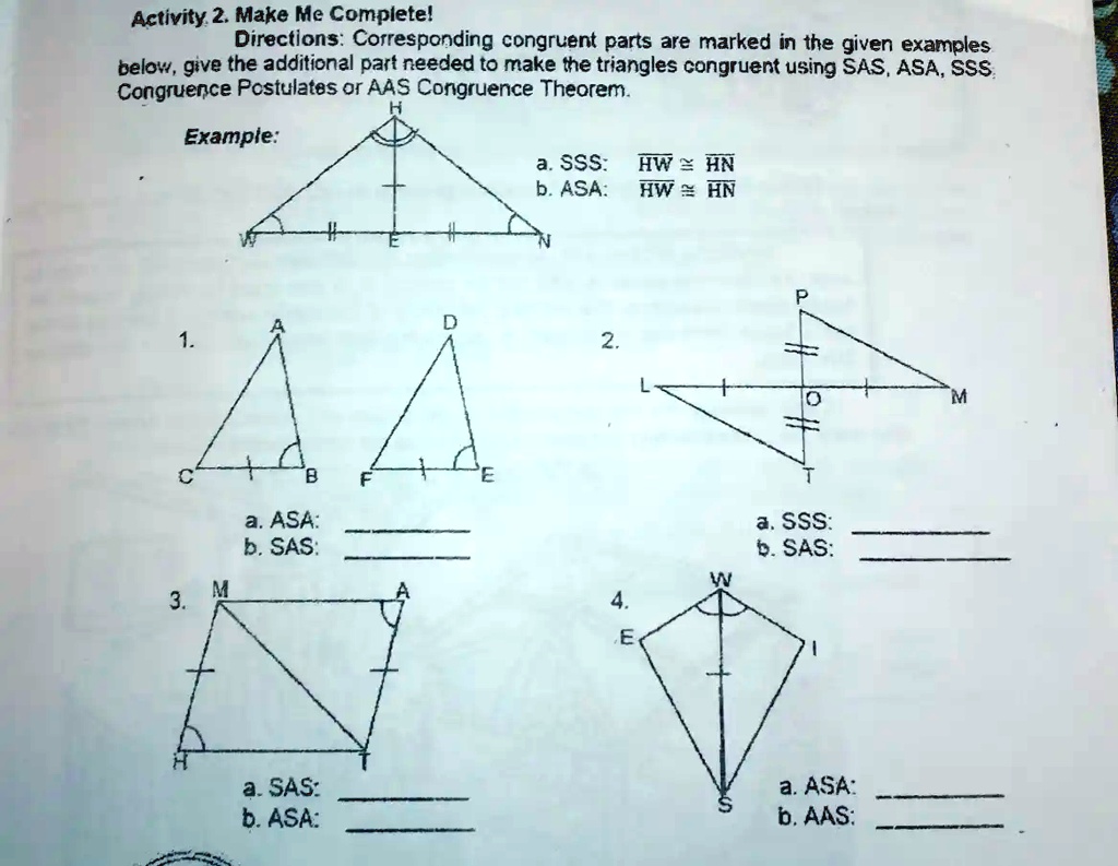 SOLVED: Activity 2: Make Me Complete Directions: Corresponding ...