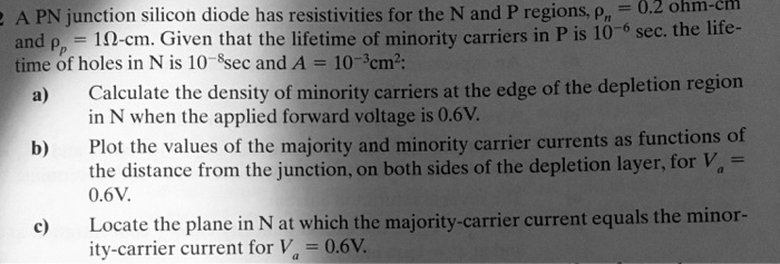 SOLVED: A PN junction silicon diode has resistivities for the N and P ...