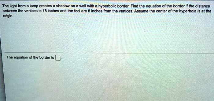 SOLVED: The light from amp creates shadow on wall wilh hyperbolic ...