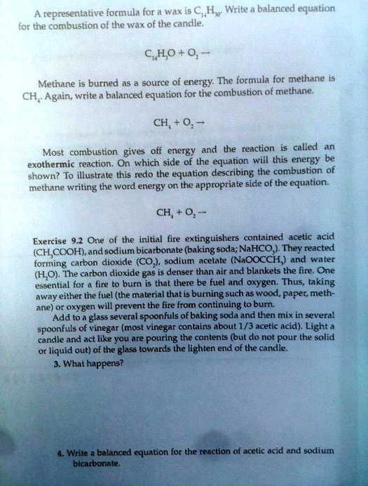 SOLVED A representative formula for a wax is CHg Write balanced