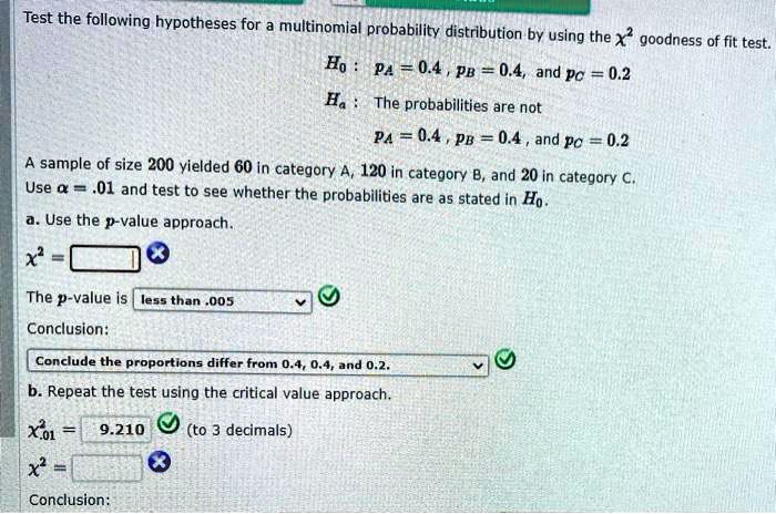 test the following hypotheses for multinomial probability distribution ...