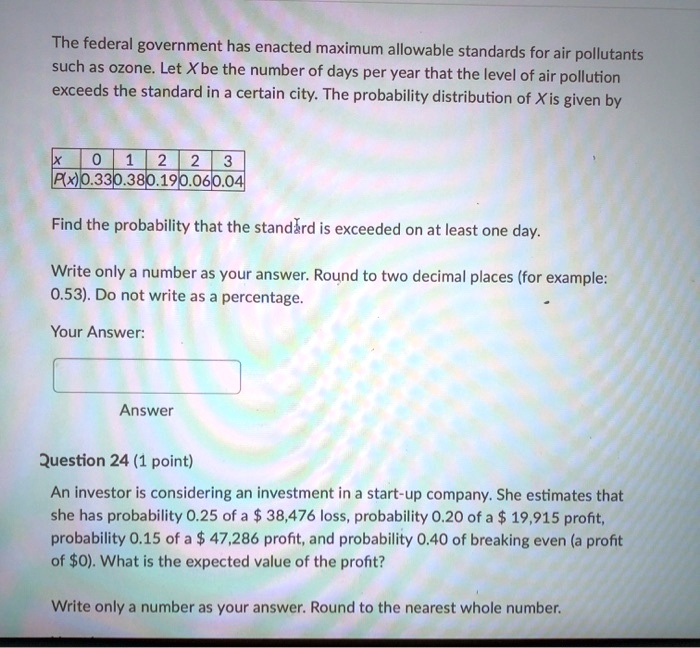 SOLVED The federal government has enacted maximum allowable standards