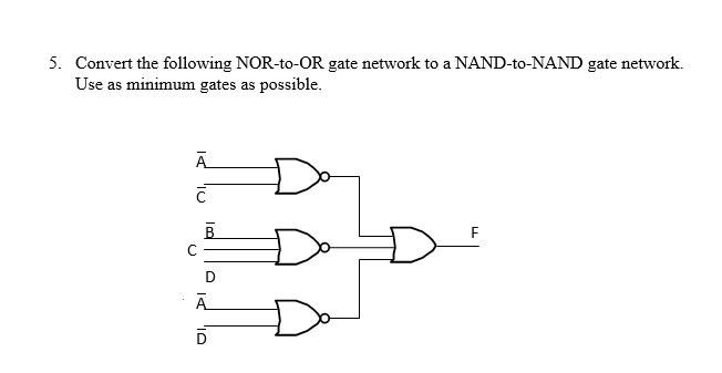 SOLVED: Convert The Following NOR-to-OR Gate Network To A NAND-to-NAND ...