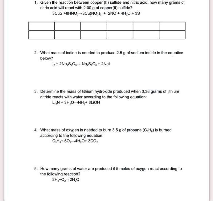 SOLVED: Given the reaction between copper (II) sulfide and nitric acid ...