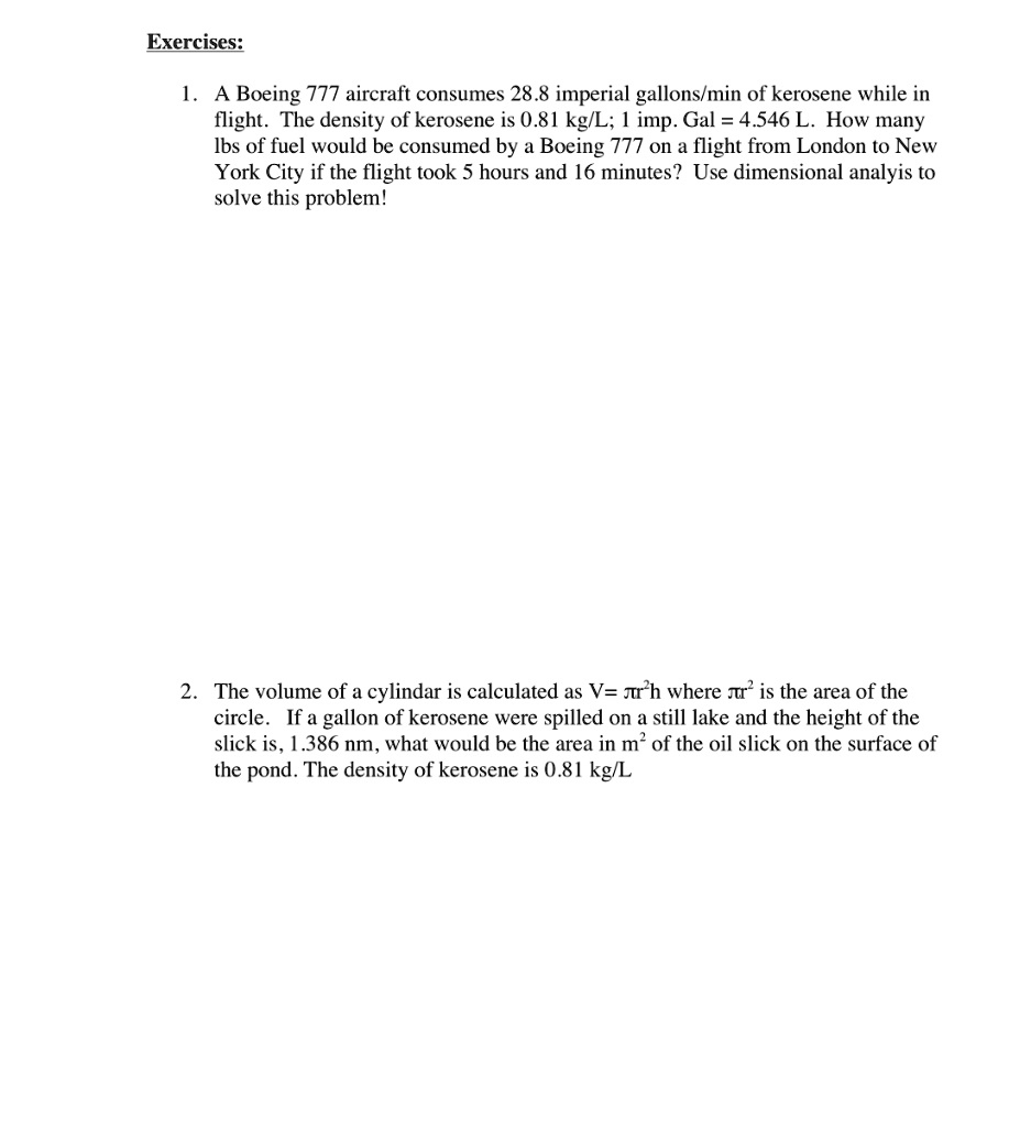 SOLVED A Boeing 777 aircraft consumes 28.8 imperial gallons/min of