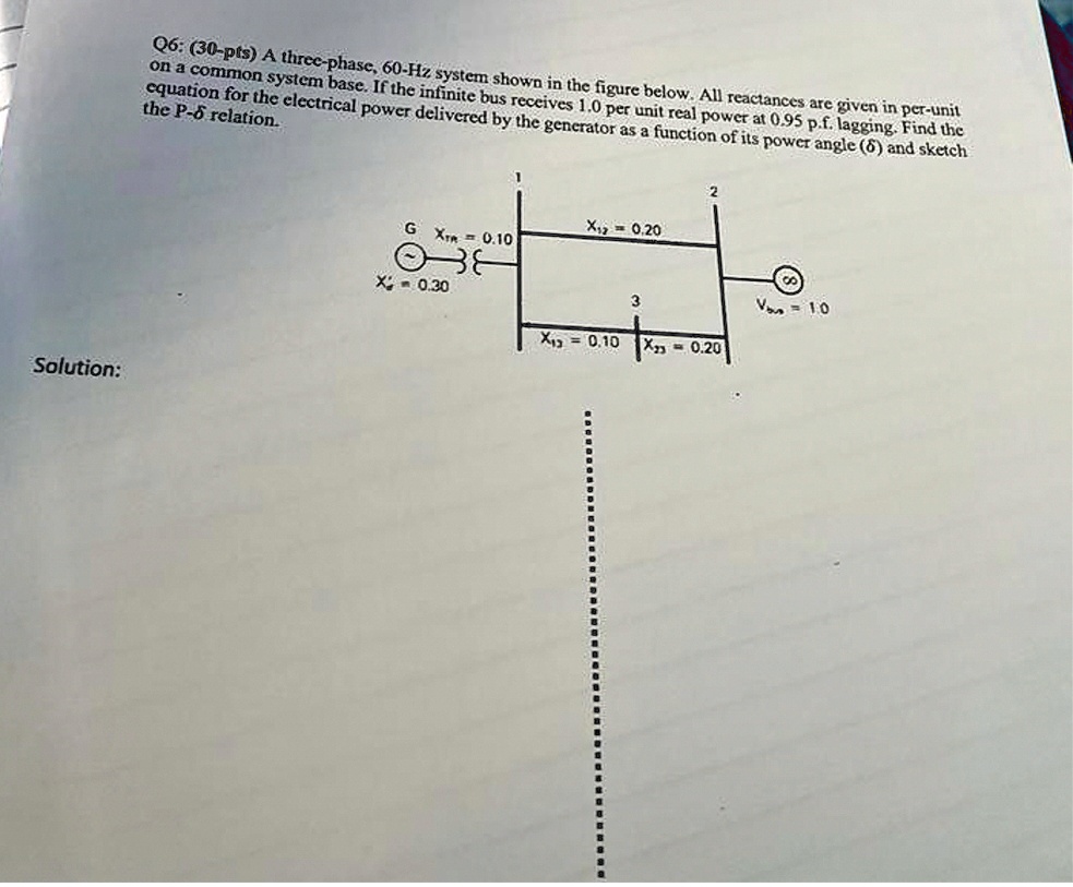 q6 30 pts a three phase 60 hz system shown in the figure below all ...