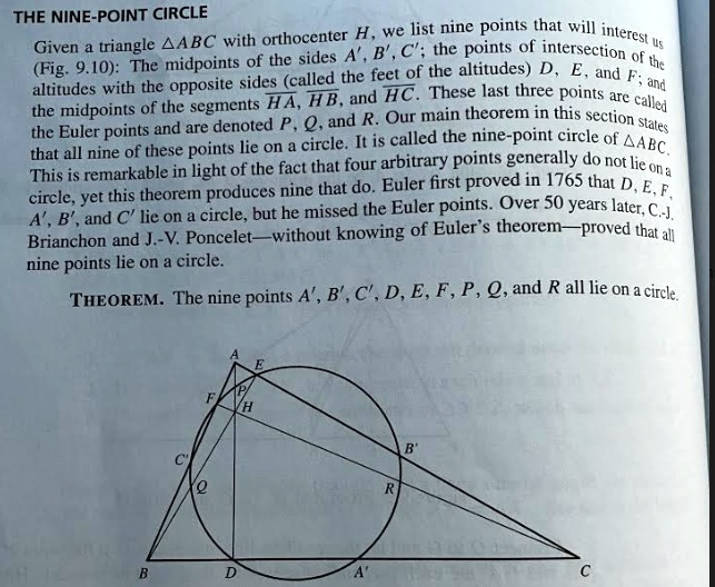 SOLVED:THE NINE-POINT CIRCLE we list nine points that will interest ...