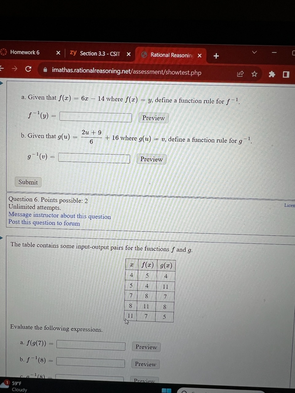 SOLVED: a. Given that f(x)=6 x-14 where f(x)=y, define a function rule ...