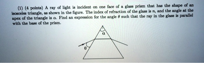 SOLVED: (1(4 points A ray of light is incident on one face of a glass ...