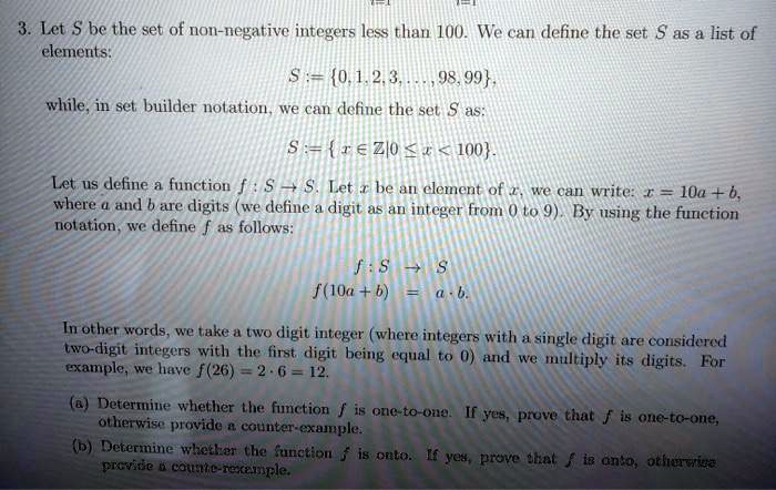 let be the set of non negative integers less than 100 we can define the ...