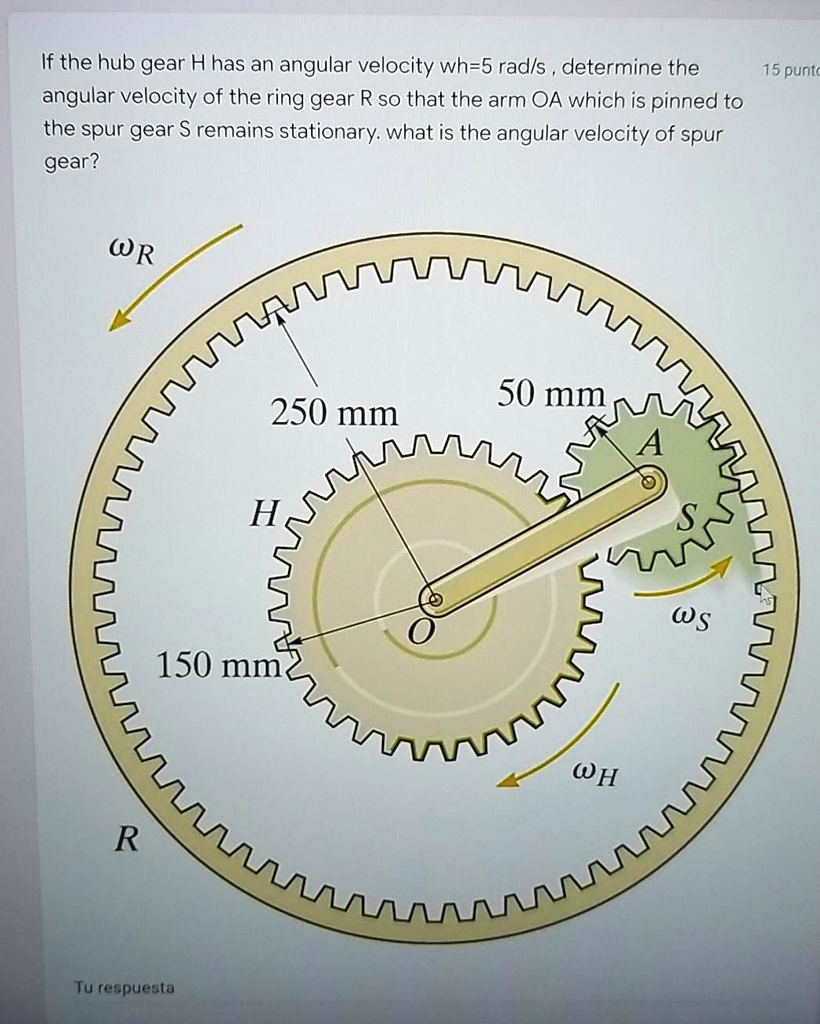 SOLVED: If the hub gear H has an angular velocity Ï‰h = 5 rad/s ...