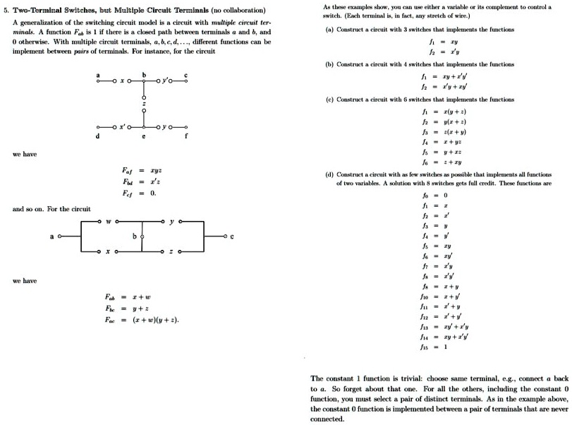 SOLVED 5. two terminal switches, but multiple circuit terminals 5.TwoTerminal Switches, but