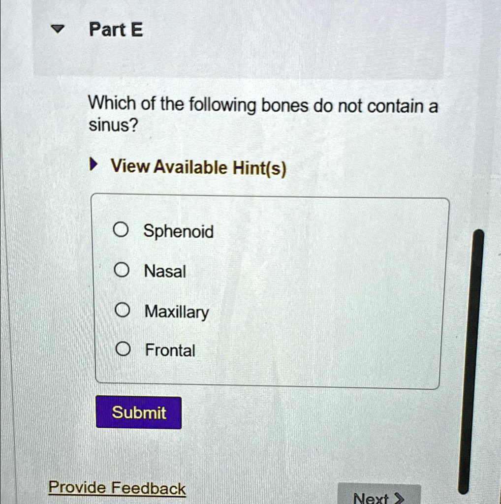 Video Solution: Part E Which Of The Following Bones Do Not Contain A 