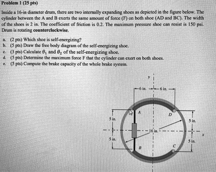 SOLVED: Inside a 16-in diameter drum, there are two internally ...