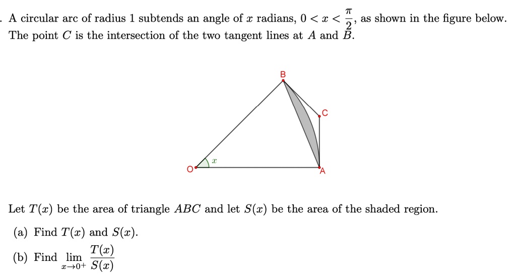 SOLVED: A circular arc of radius 1 subtends an angle of € radians; 0