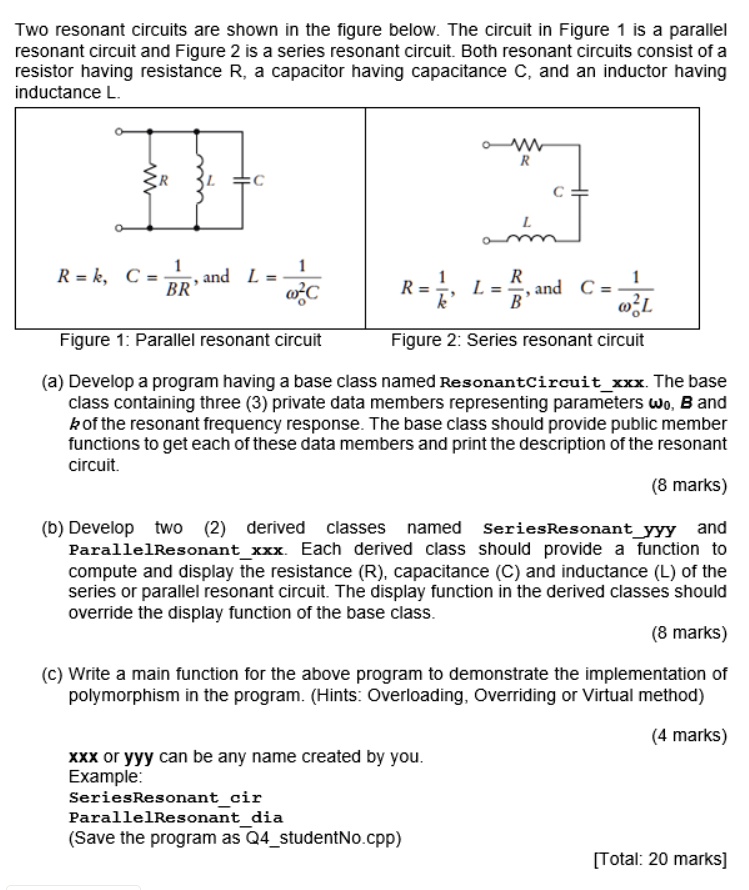 SOLVED: Two Resonant Circuits Are Shown In The Figure Below. The ...