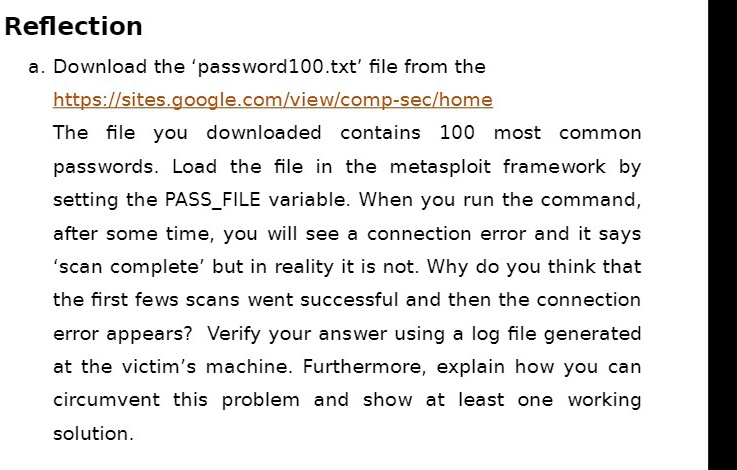 SOLVED: Reflection: Download the 'password100.txt' file from the https ...