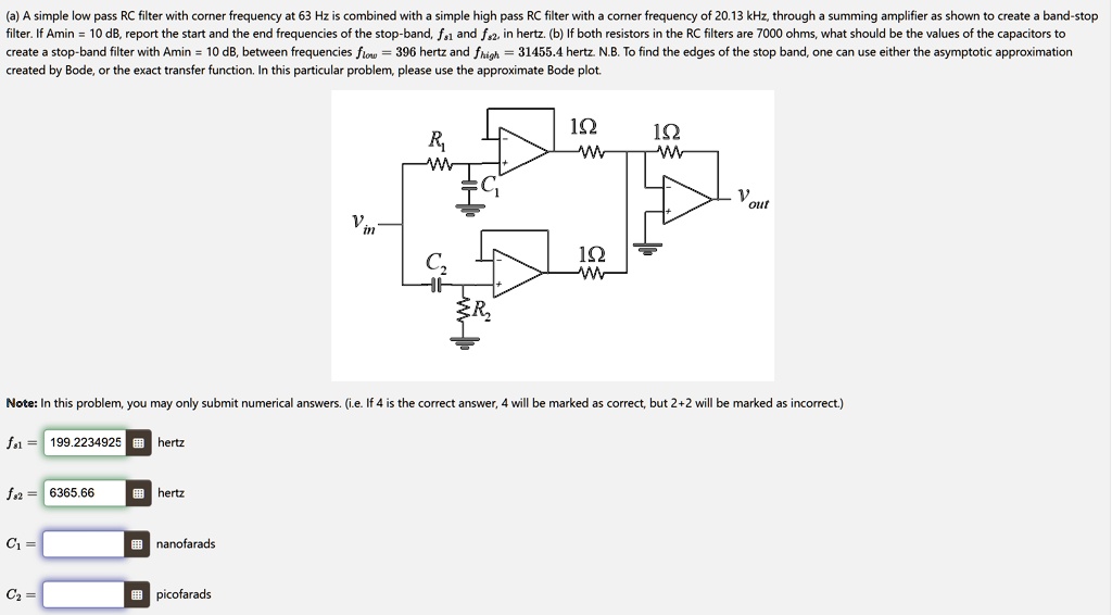 a a simple low pass rc filter with corner frequency at 63 hz is ...