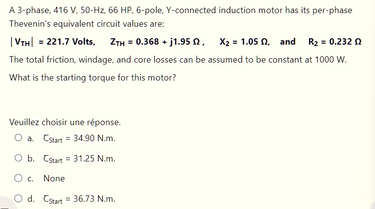 a 3 phase 416v 50 hz 66hp 6 pole y connected induction motor has its ...