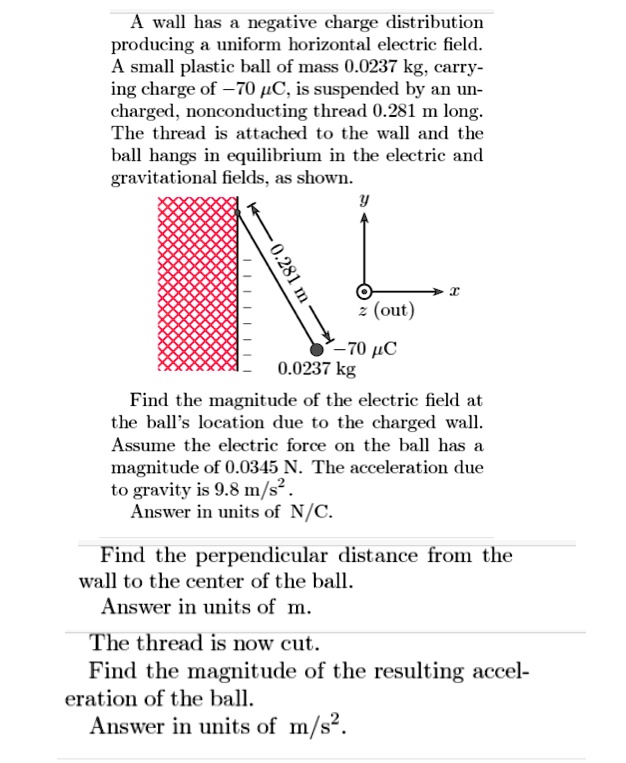 SOLVED Wall has negative charge distribution producing uniform