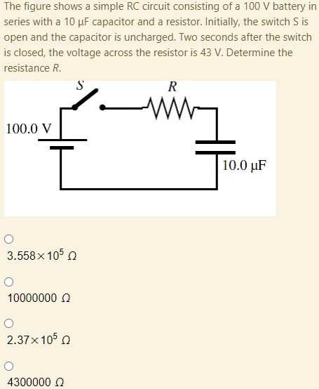 Solved The Figure Shows A Simple Rc Circuit Consisting Of A 100 V Battery In Series With A 10 4860