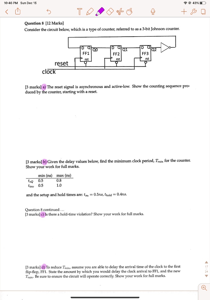 SOLVED: Consider the circuit below, which is a type of counter ...