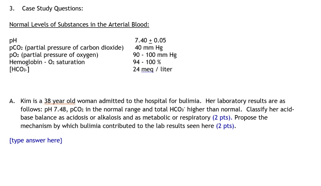 Substance Normal Problem SOLVED: Case Study Questions: Normal Levelsof Substances in the ...