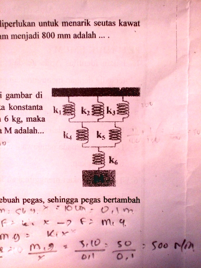 SOLVED: lima buah pegas identik disusun sehingga terbentuk seperti ...