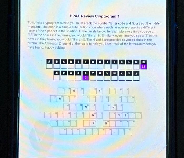 PP E Review Cryptogram 1 To solve a cryptogram puzzle, you must crack ...
