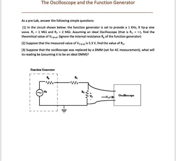 SOLVED The Oscilloscope and the Function Generator As a preLab