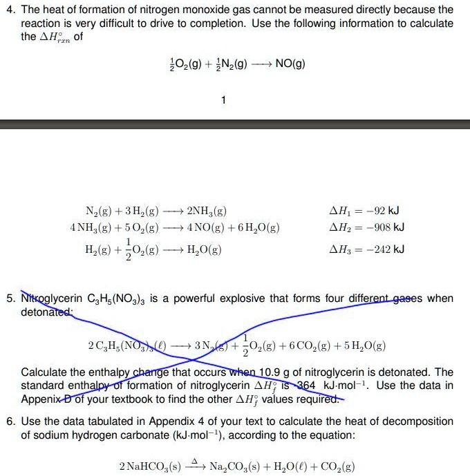 The heat of formation of nitrogen monoxide gas cannot be measured