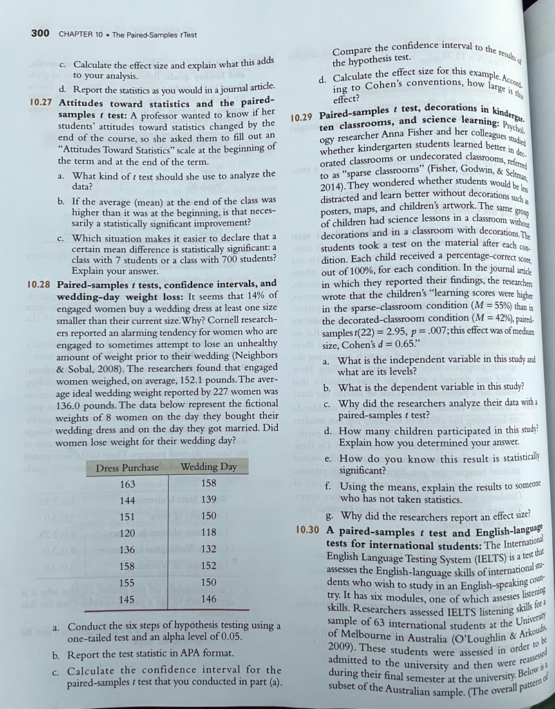 1028 paired samples t tests confidence intervals and wedding day weight loss it seems that 14 of engaged women buy a wedding dress at least one size smaller than their current size why corne 71769