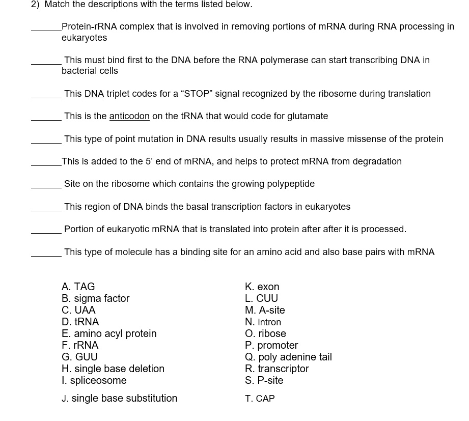 SOLVED: Protein-rRNA complex that is involved in removing portions of ...