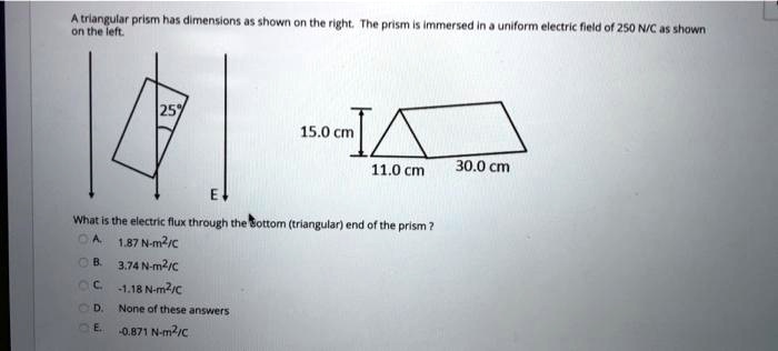 SOLVED: A trlangular prism has dimensions as shown on the right. The ...