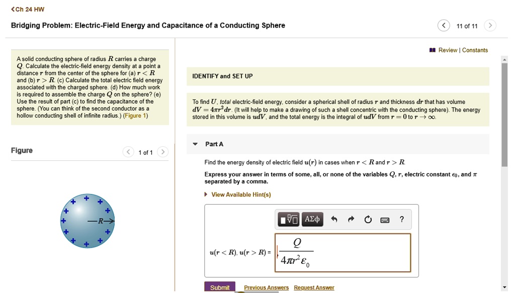 SOLVED: Ch 24 HW Bridging Problem: Electric-Field Energy and ...