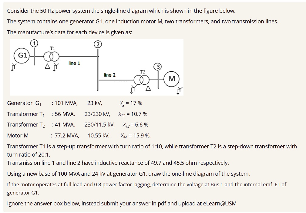 SOLVED Consider the 50 Hz power system, the singleline diagram which
