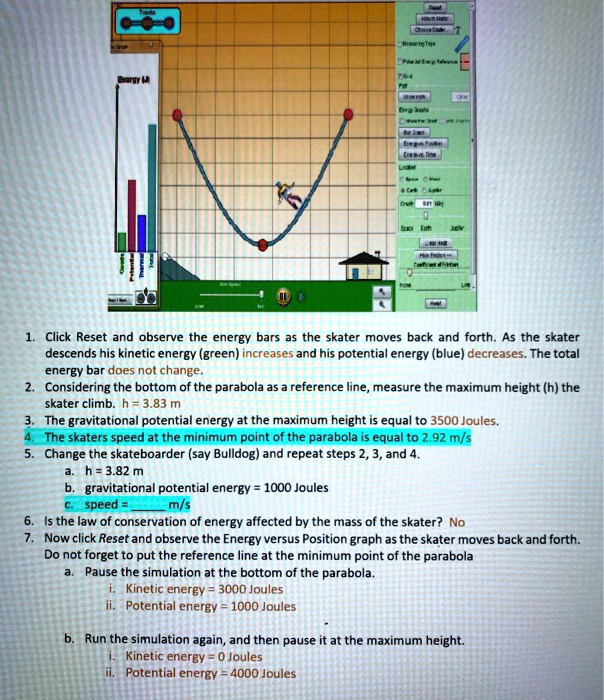 SOLVED Click Reset and observe the energy bars as the skater