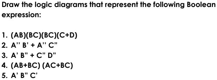 Draw the logic diagrams that represent the following Boolean expression ...