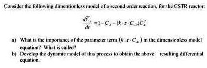 SOLVED: Consider the following dimensionless model of a second order ...