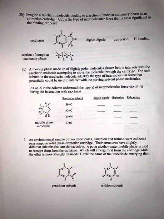 SOLVED 2b) Imagine saccharin molecule binding to a section of nonpolar